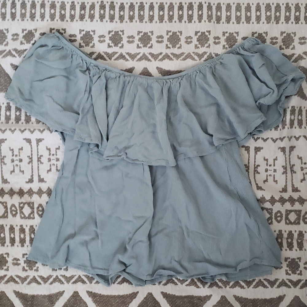 Blue Off The Shoulder Top